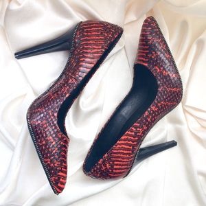 The Kooples red snakeskin leather heels $450
